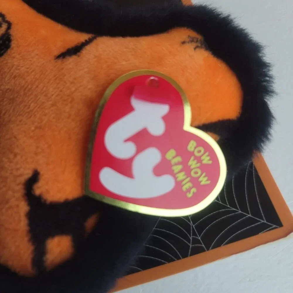 Ty Bow Wow Beanies Bone Dog Toy Halloween Crinkle Squeaker Skull Cat Witch NEW